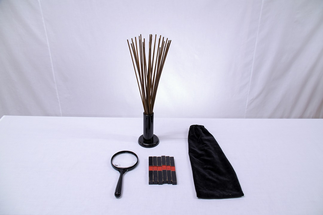 08　易者道具　筮竹　算木　天眼鏡　黒ビロード袋